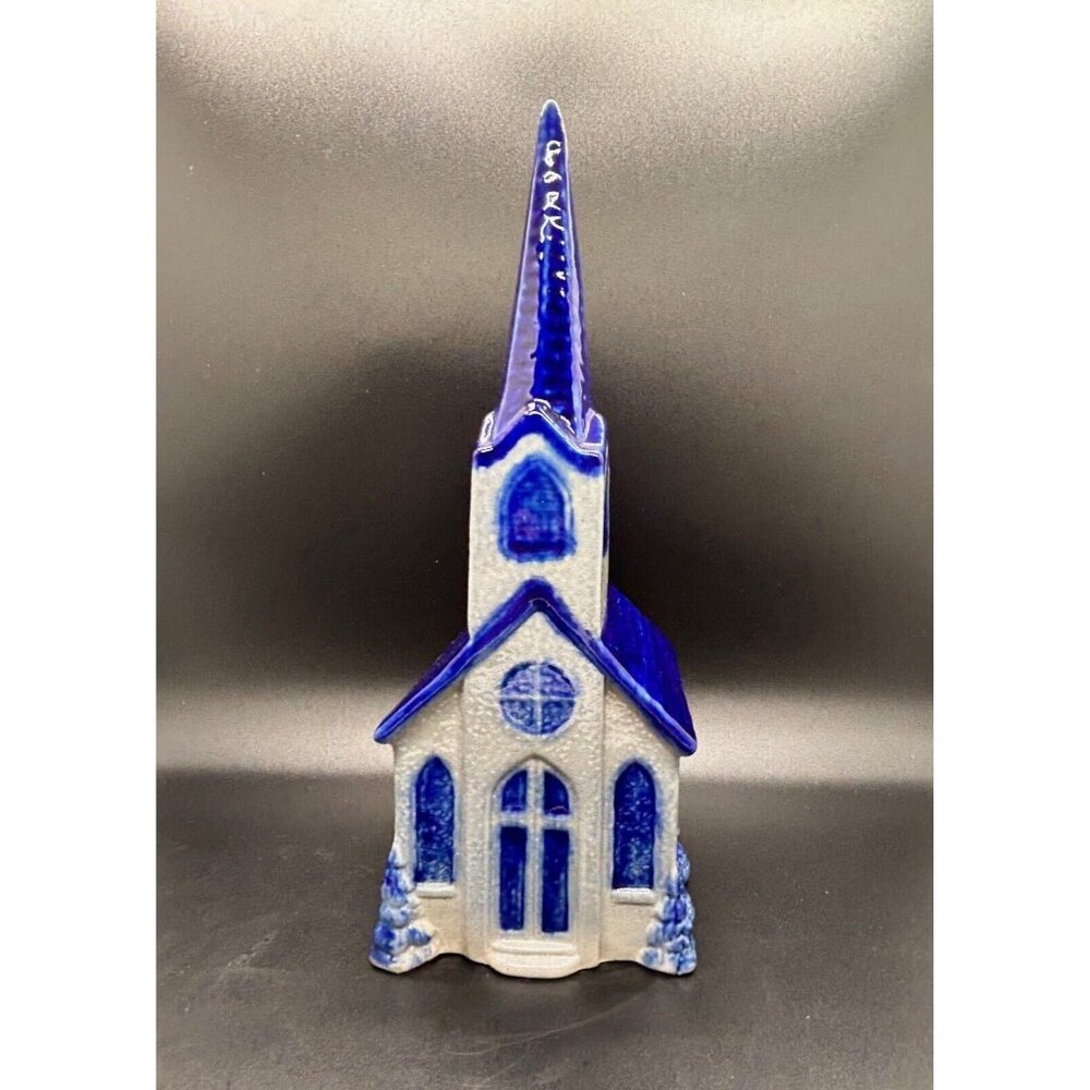 Eldreth Pottery Christmas Blue Salt Glaze Chapel Church Vintage Signed 1999 - Picture 1 of 14